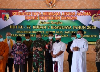 Doa Lintas Agama di Makorem 082/CPYJ Menyambut HUT Kodam V/Brawijaya ke-72