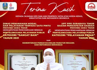 Pemprov Jatim Sabet 2 Penghargaan Pelayanan Publik Terbaik 2021 dari KemenPAN-RB
