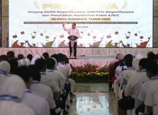 Wali Kota Eri Cahyadi Pimpin Prosesi Purnawidya Pelajar Surabaya