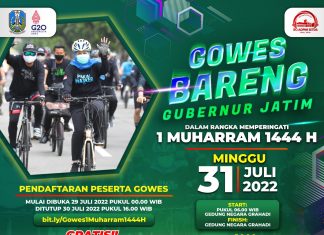 Gubernur Khofifah Ajak Masyarakat Gowes Peringatan 1 Muharram 1444H, Disediakan Vaksin Booster Hingga Paket Umroh*