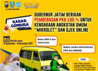 Gubernur Khofifah Bebaskan Pajak Kendaraan Angkutan Umum Orang “Mikrolet” dan Ojek Online