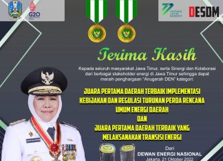 Pemprov Jatim Borong Dua Penghargaan Terbaik Anugerah Dewan Energi Nasional Tahun 2022. Gubernur Khofifah: Komitmen Dukung Presidensi G20 Wujudkan Net Zero Emission 2060 Gubernur Jawa Timur