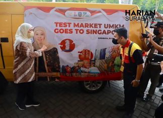 Lepas Ekspor Test Market Produk Olahan Pangan Ke Singapura, Gubernur Khofifah: Upaya Kita Mendorong UMKM Jatim Go Global Khofifah Indar Parawansa
