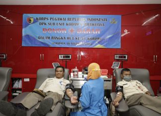 HUT KORPRI ke-51, Sub Unit DPK Kodam V/Brawijaya Salurkan Ratusan Kantung Darah Donor Darah