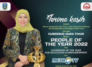 Buktikan Berbagai Keberhasilan di Bidang Pendidikan, Gubernur Khofifah Raih Predikat Governor of The Year for Education and Empowerment Tahun 2022 Gubernur Jawa Timur