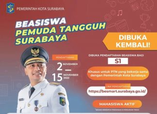 Jangan Lewatkan, Pemkot Surabaya Buka Pendaftaran Beasiswa Pemuda Tangguh untuk Mahasiswa Eri Cahyadi