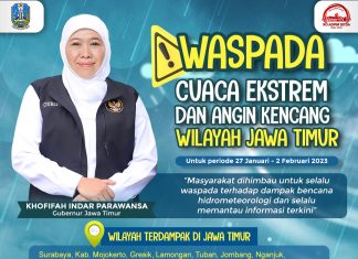 Cuaca Ekstrem Diprediksi Landa Jatim Sepekan ke Depan, Gubernur Jawa Timur Imbau Masyarakat Tingkatkan Kewaspadaan