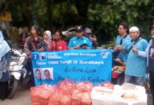 Gerakan Sebar 1000 Takjil DPD Gelora Surabaya diawali di daerah Gubeng Gerakan Sebar 1000 Takjil DPD Gelora Surabaya diawali di daerah Gubeng