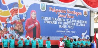 Lepas Kontingen Jatim ke Ajang POPNAS XVI, Gubernur Khofifah Bakar Semangat Atlet Raih Hasil Premium dengan Rebut Juara Umum Lepas Kontingen Jatim ke Ajang POPNAS XVI, Gubernur Khofifah Bakar Semangat Atlet Raih Hasil Premium dengan Rebut Juara Umum