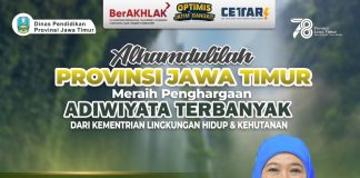 Terbanyak Se-Indonesia, 124 Satuan Pendidikan Jatim Raih Penghargaan Adiwiyata Tahun 2023 dari Kementerian LHK Terbanyak Se-Indonesia, 124 Satuan Pendidikan Jatim Raih Penghargaan Adiwiyata Tahun 2023 dari Kementerian LHK