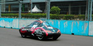 Tim Nogogeni ITS Kembali Raih Kemenangan di KMHE 2024 Mobil Nogogeni IX Evo dari ITS saat berlaga pada subkategori Urban Concept Motor Listrik pada ajang KMHE 2024 di Jakarta International E-Prix Circuit (foto : ist)