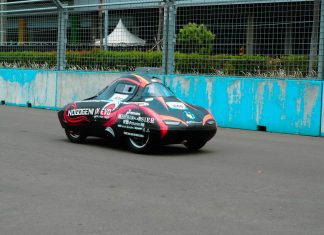 Tim Nogogeni ITS Kembali Raih Kemenangan di KMHE 2024 Mobil Nogogeni IX Evo dari ITS saat berlaga pada subkategori Urban Concept Motor Listrik pada ajang KMHE 2024 di Jakarta International E-Prix Circuit (foto : ist)