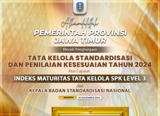 Berhasil Implementasikan Tata Kelola SPK Efektif dan Terukur, Pemprov Jatim Raih Penghargaan dari BSN Berhasil Implementasikan Tata Kelola SPK Efektif dan Terukur, Pemprov Jatim Raih Penghargaan dari BSN (foto : ist)