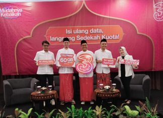Sedekah Kuota dari Tri: Ajak Pelanggan Berbagi Kebaikan di Bulan Ramadan Keterangan foto (ki-ka) : Isprayudi Prabowo, VP Head of Sales Eastern East Java Tri - Beka Faryan Riangka, SVP Head of Marketing Java IOH - Prio Sasongko, SVP Head of Region East Java IOH - Mardiono Eko Prayitno, AVP Head of Regional Technology East Java - Heny Tri Purnaningsih, VP Head Marcomm East Java (ist)