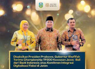Disaksikan Presiden Prabowo, Gubernur Khofifah Terima Championship TP2DD Kawasan Jawa–Bali dari Bank Indonesia atas Komitmen Integrasi Digitalisasi Fiskal di Jatim