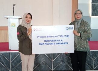 BRI Kantor Cabang Surabaya Rajawali Kucurkan Dana Untuk Renovasi Aula SMAN 2 Surabaya